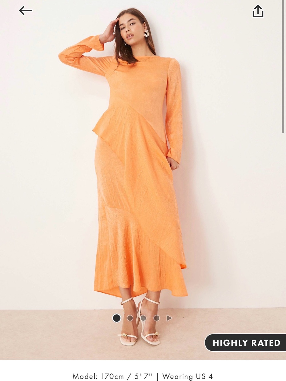ASOS Orange Long-Sleeve Maxi Dress